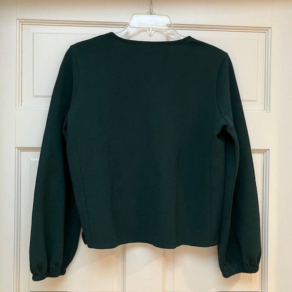 Madewell Texture & Thread Long Sleeve faux wrap top in Smoky Spruce Crepe S - Picture 3 of 8